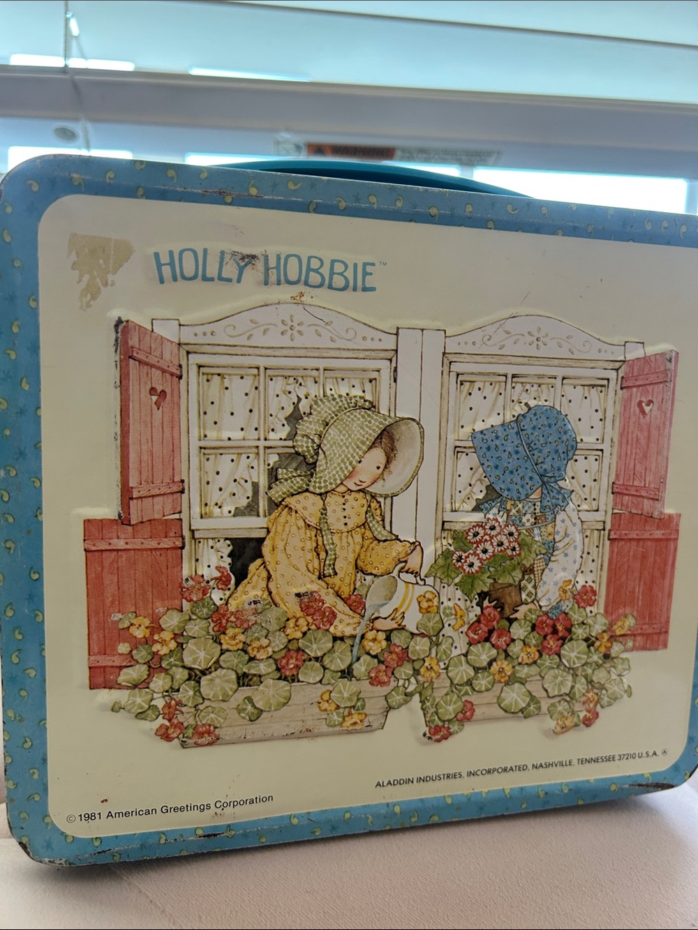 Vintage Holly Hobbie  Tin Lunchbox with Handle, thermos missing circa 1981